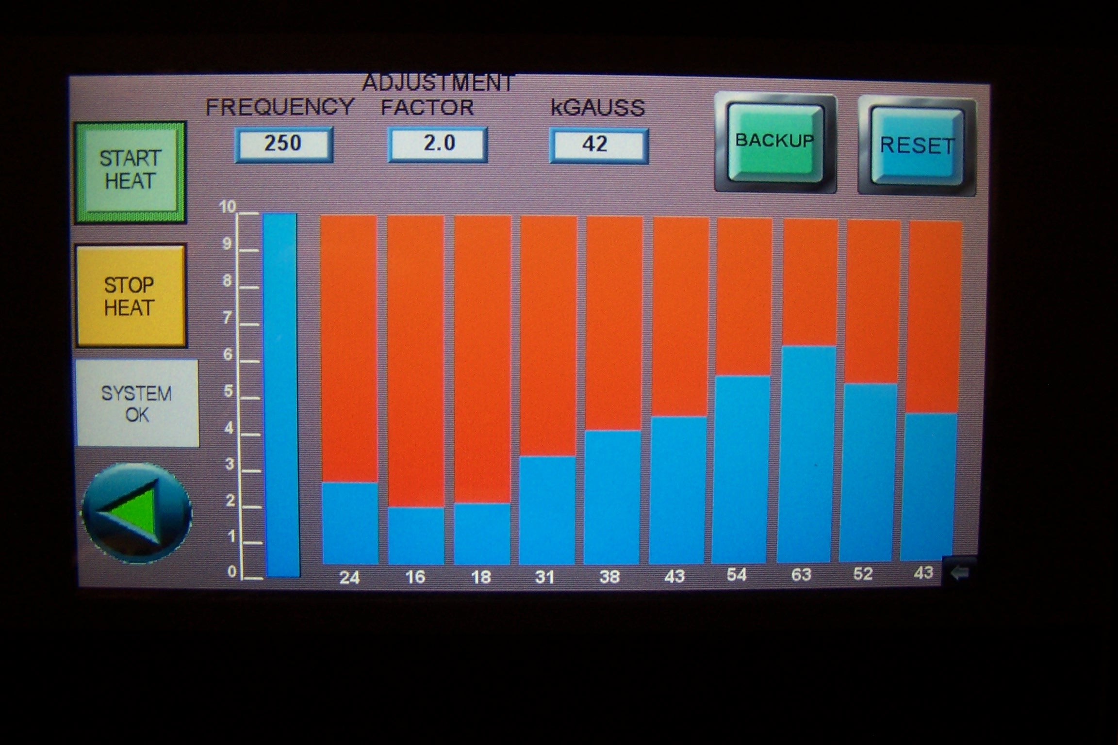 Magnetic Field Measurement adjustment screen